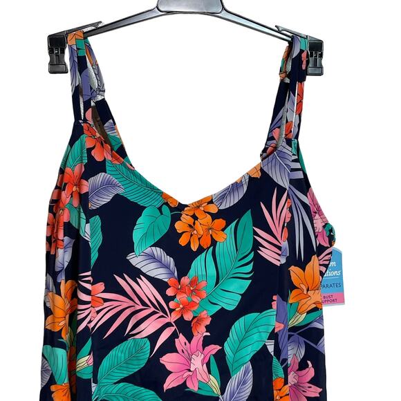 Swim Solutions Plus Size Printed Double-Strap Princess Tankini Top, 18W - Picture 3 of 11